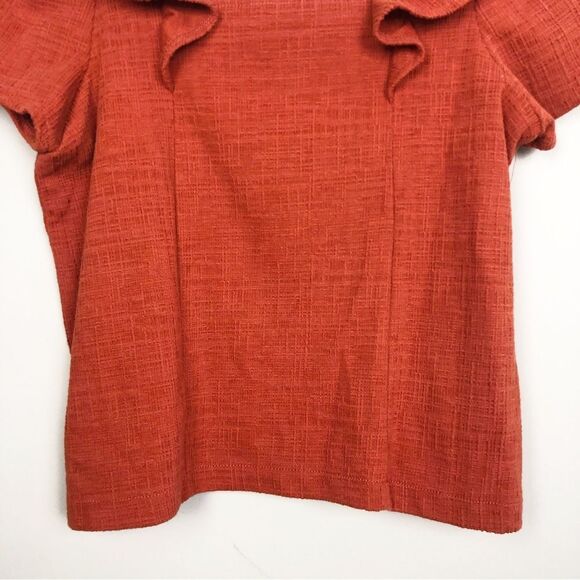 MADEWELL | Crosshatch Burnt Orange Ruffled Top Women’s Size X-Small - Picture 6 of 10